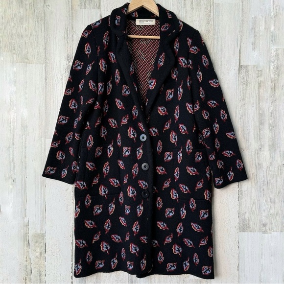 Anthropologie Jackets & Blazers - Anthropologie Aldo Martins Black Leaf Print Sweater Coat Wool Alpaca Size S